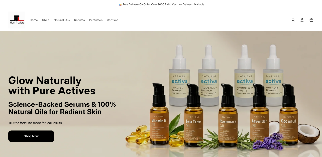 Jilani Traders homepage — Shopify skincare store