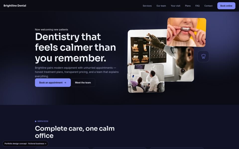 Brightline Dental 3D Immersive website screenshot
