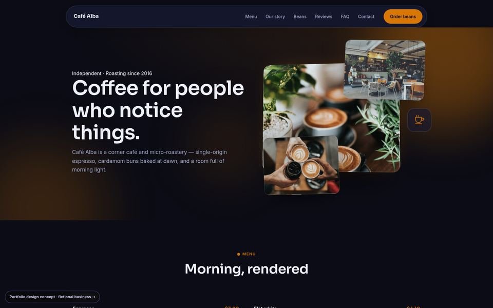 Café Alba 3D Immersive website screenshot