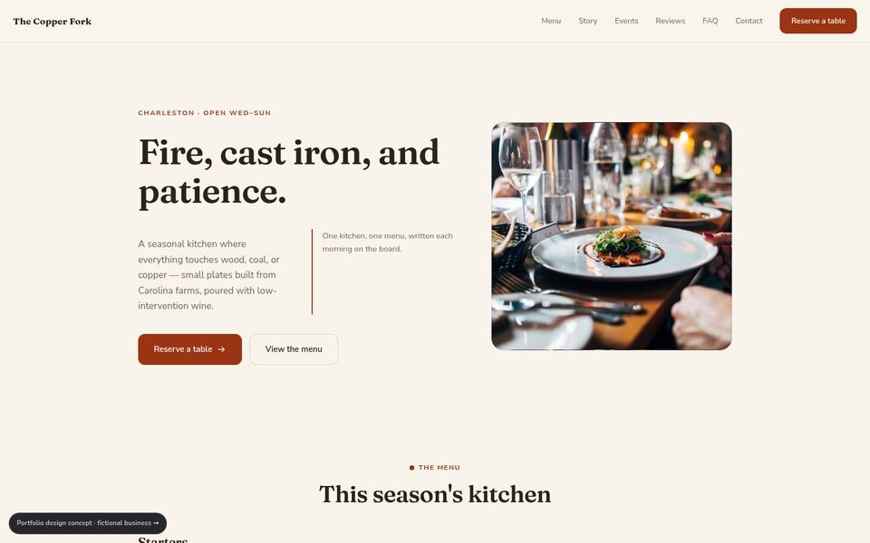 The Copper Fork Warm Editorial website screenshot