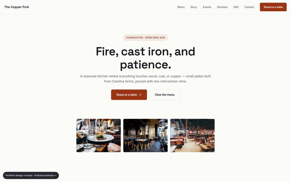 The Copper Fork Gallery Minimal website screenshot