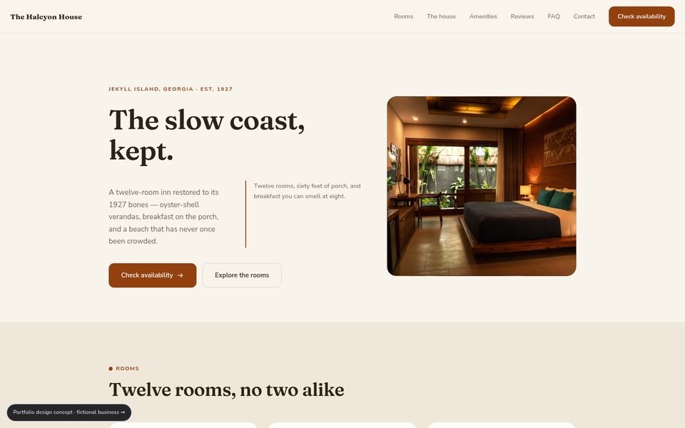 The Halcyon House Warm Editorial website screenshot