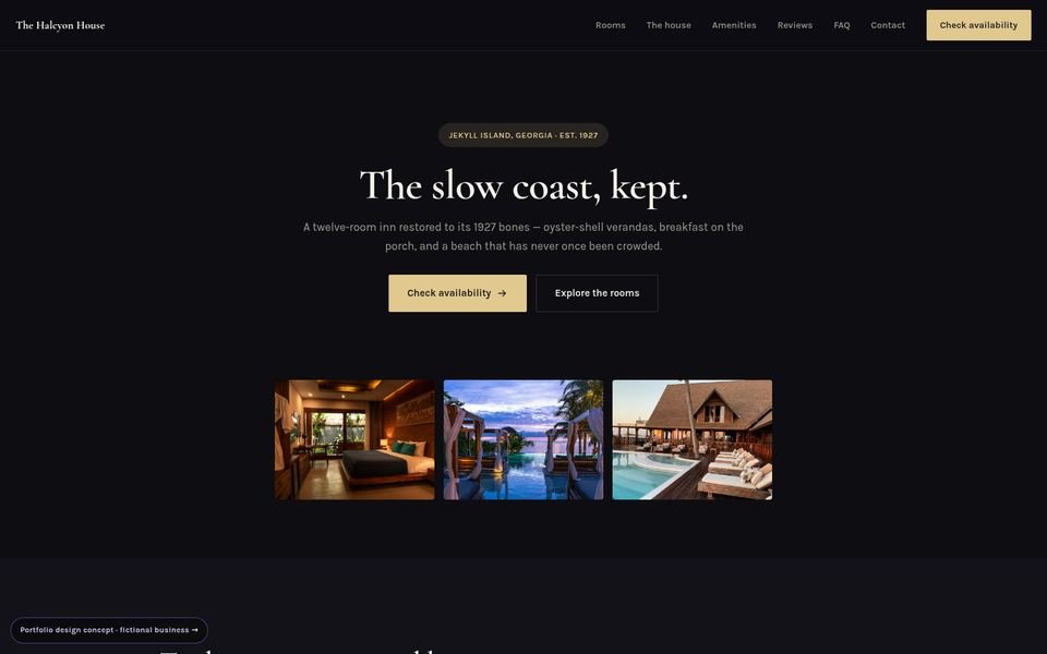 The Halcyon House Luxe Dark website screenshot