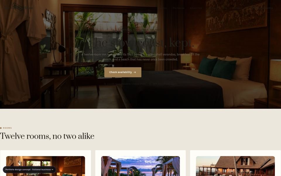 The Halcyon House hotel web design portfolio — 5 comparison directions