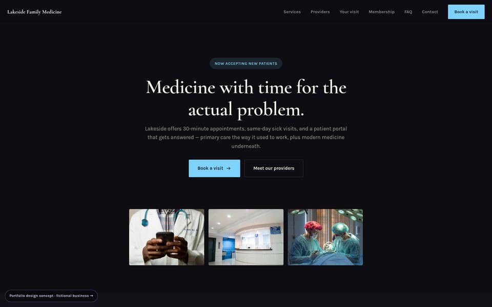 Lakeside Family Medicine Luxe Dark website screenshot