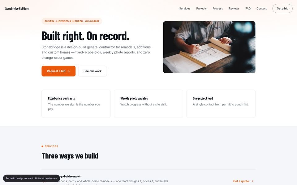 Stonebridge Builders Bold Conversion website screenshot