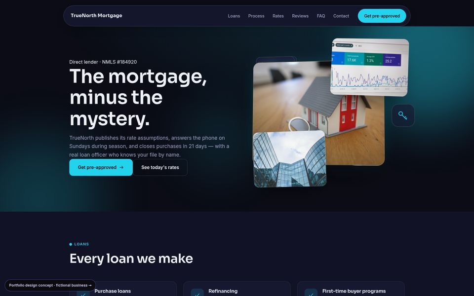 TrueNorth Mortgage 3D Immersive website screenshot