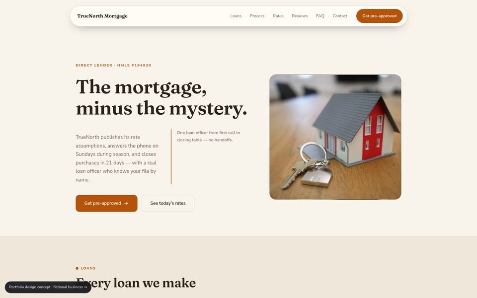 TrueNorth Mortgage Warm Editorial website screenshot