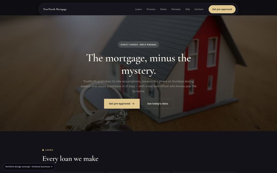 TrueNorth Mortgage Luxe Dark website screenshot