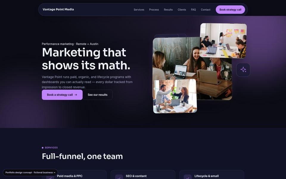 Vantage Point Media 3D Immersive website screenshot