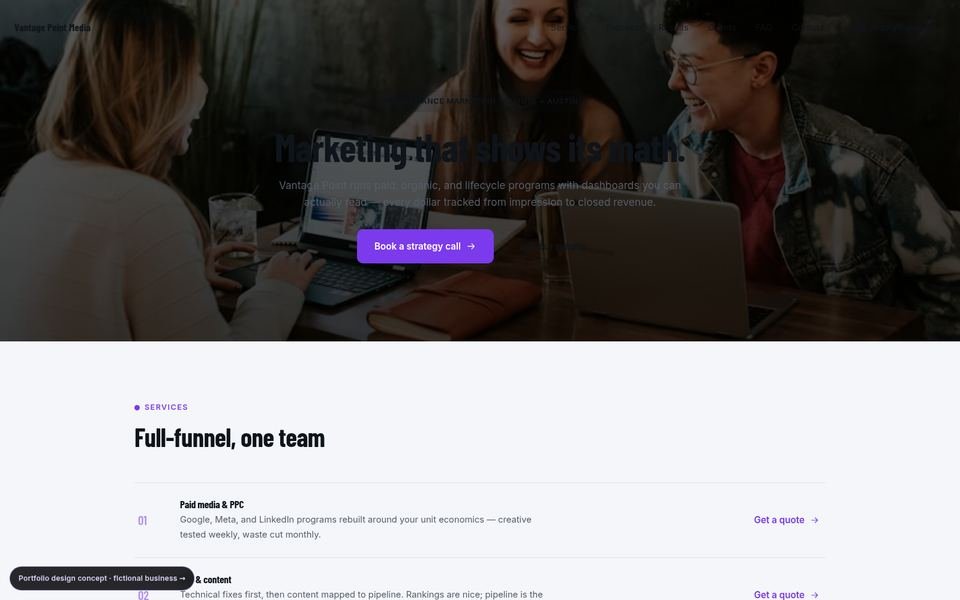 Vantage Point Media Bold Conversion website screenshot